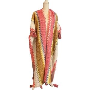 Boho Long Open Front Cardigan NWOT